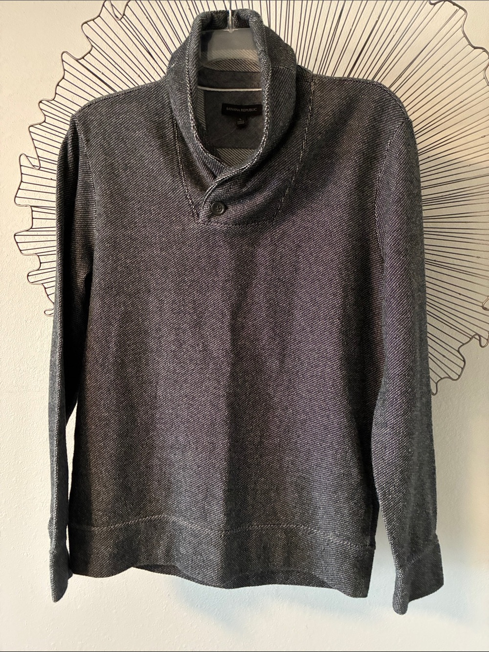 Banana Republic Pullover Sweater Black Tweed Cotton with Polyester Men’s Larg